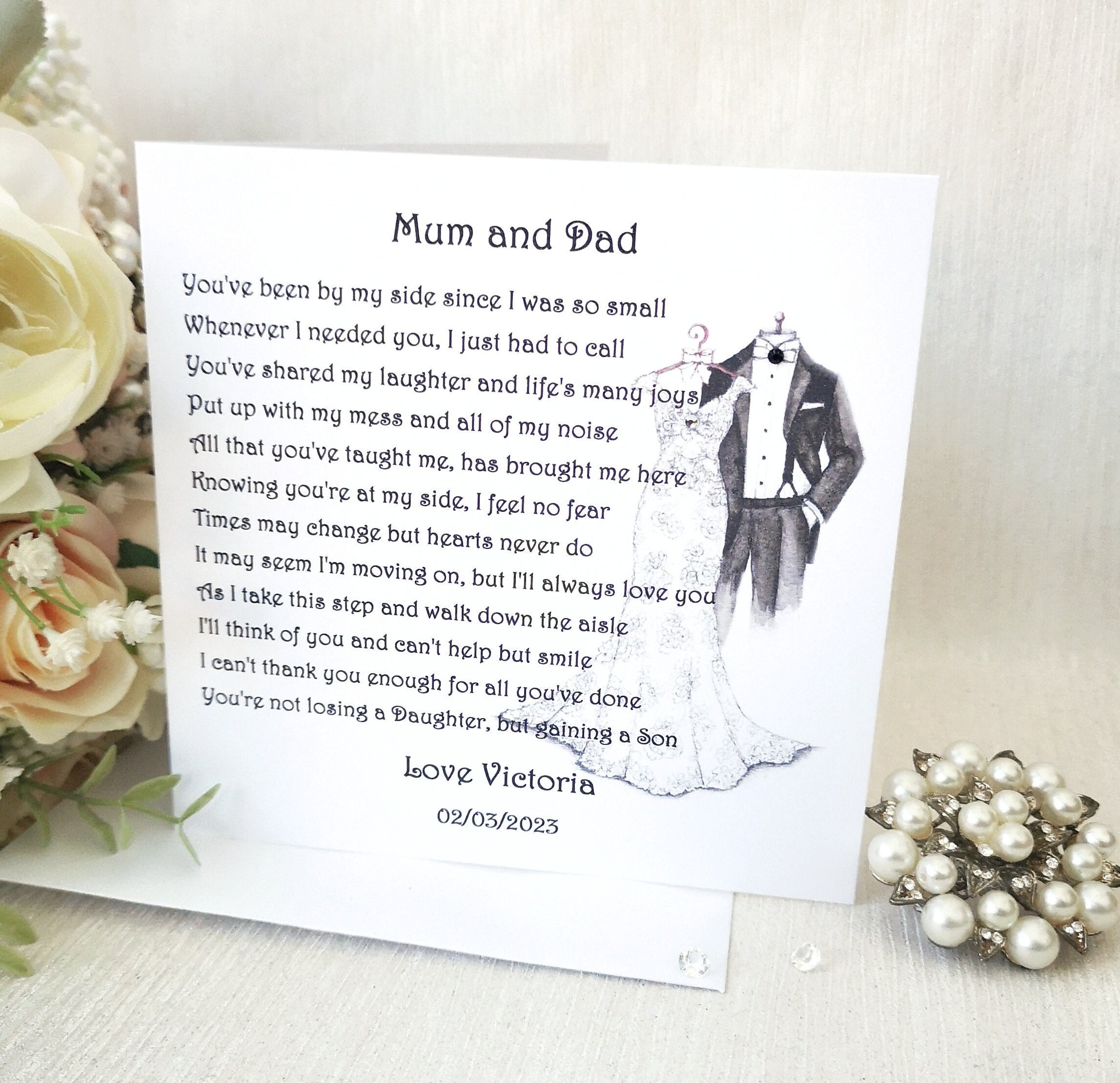Personalised Mum and Dad Wedding Thank You Card Mother