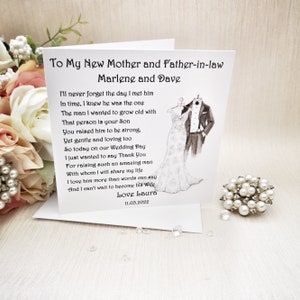 Parents of the Groom Gift, Personalised Poem Plaque, Mother and Father of the Groom Gift, Wedding Thank You image 2