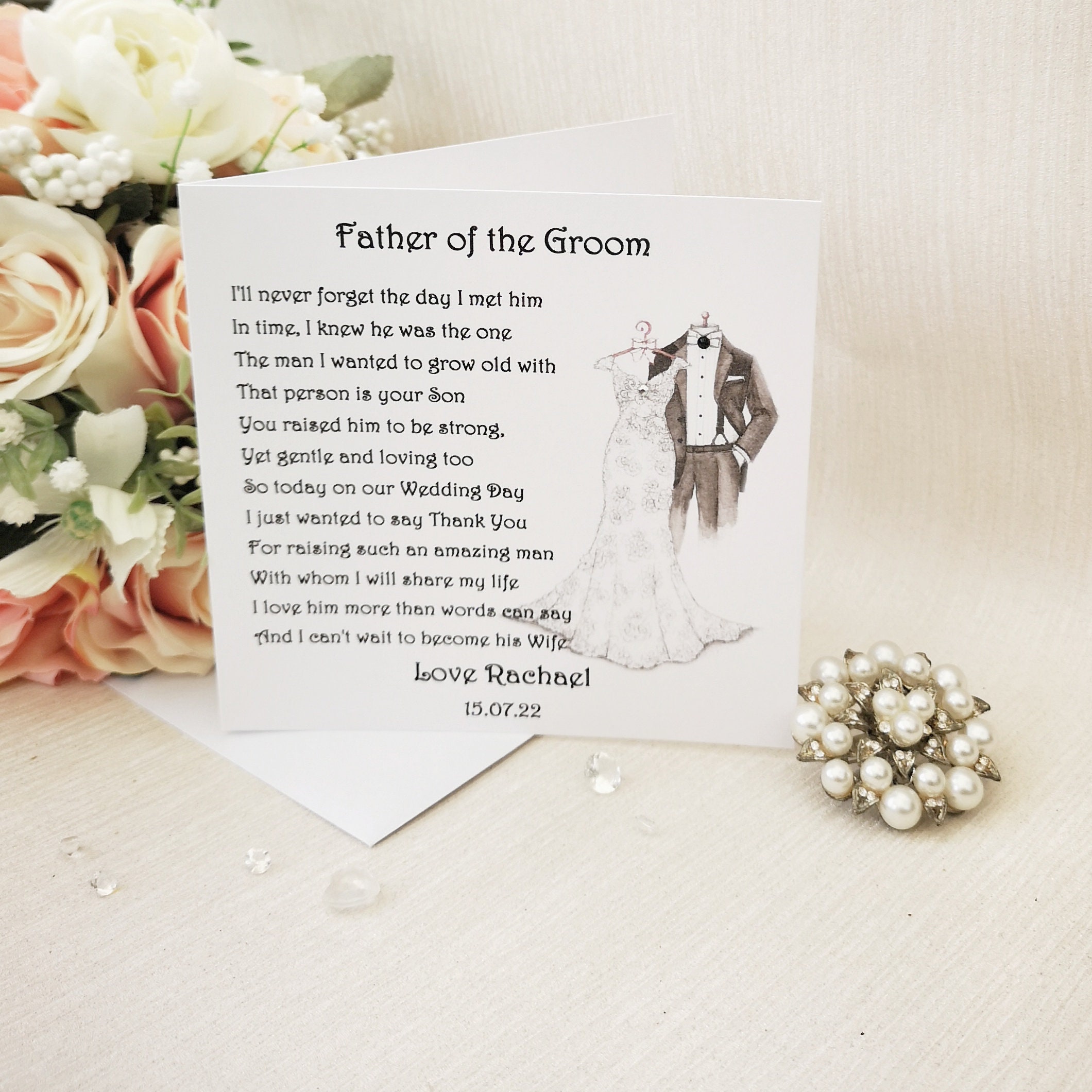 Personalised Thank you Parents of Bride Mother of Bride Groom Wedding Card 
