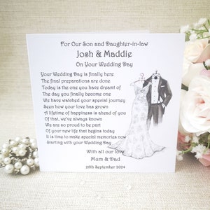 Personalised Son and Daughter-in-law Wedding Card, Wedding Card from Mum and Dad, Wedding Keepsake, Son Wedding Card, Daughter Wedding Card