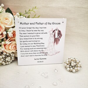 Parents of the Groom Gift, Personalised Poem Plaque, Mother and Father of the Groom Gift, Wedding Thank You image 4
