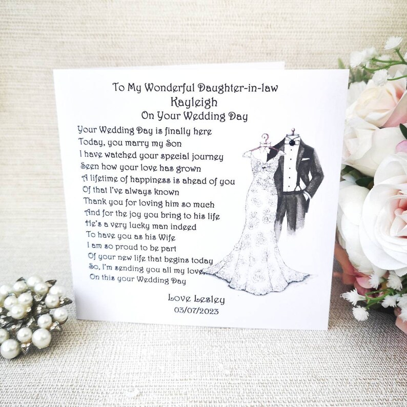 New Daughterinlaw Wedding Card Custom Card for Bride Etsy