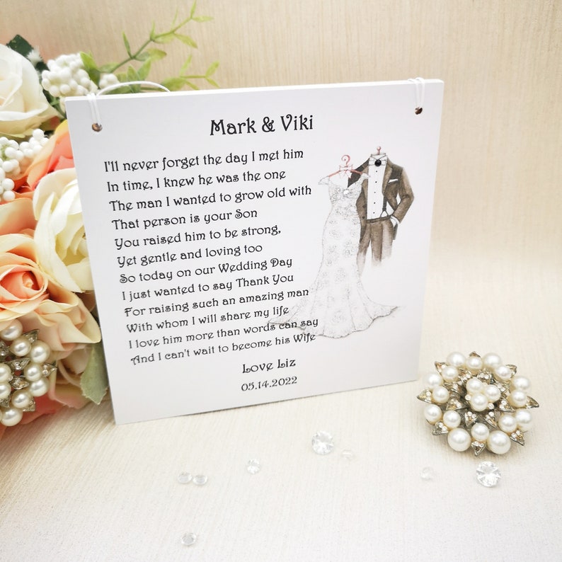 Parents of the Groom Gift, Personalised Poem Plaque, Mother and Father of the Groom Gift, Wedding Thank You image 5