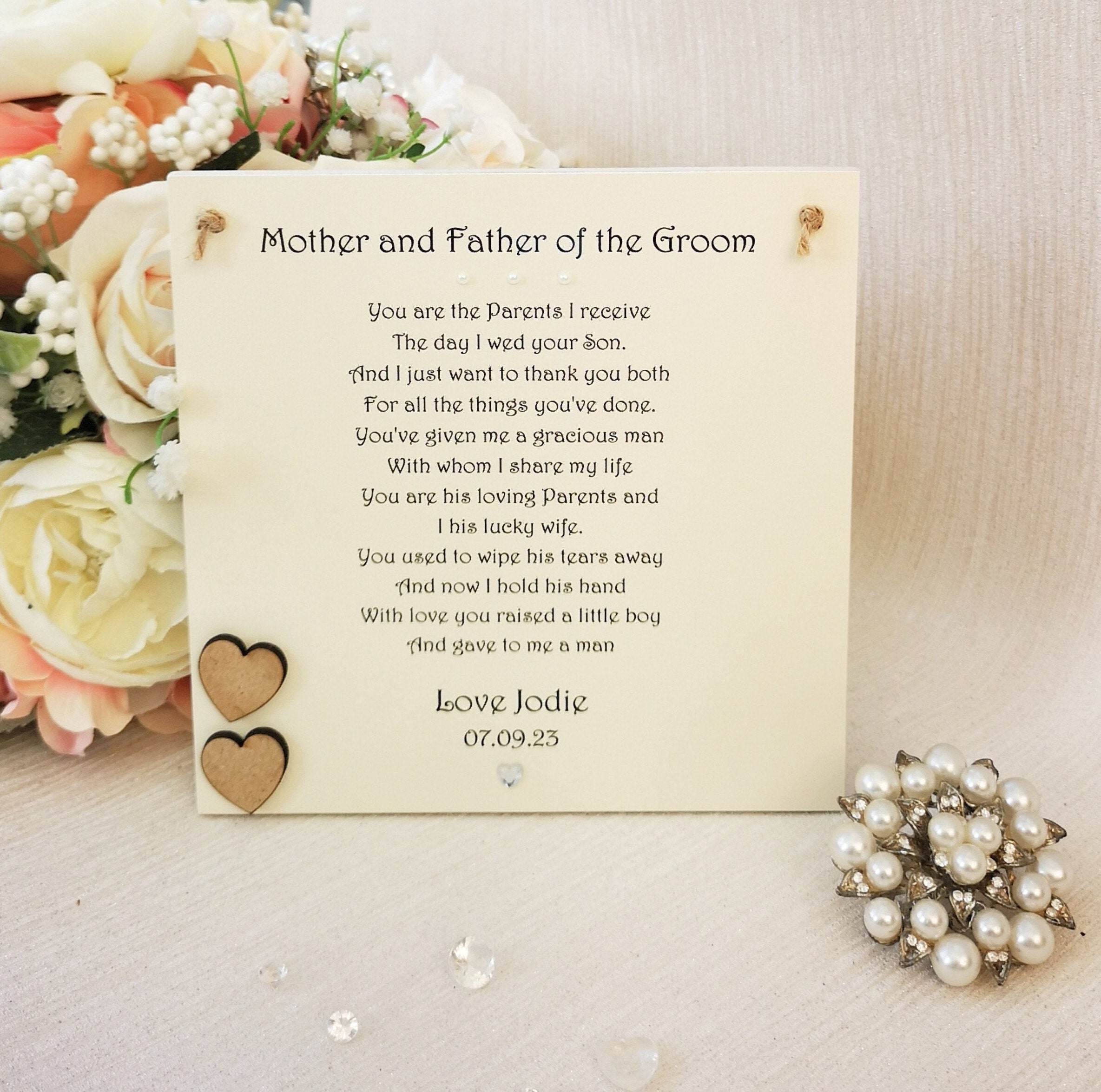 Parents of the Groom Thank You Gift Parents Wedding Gift Etsy UK