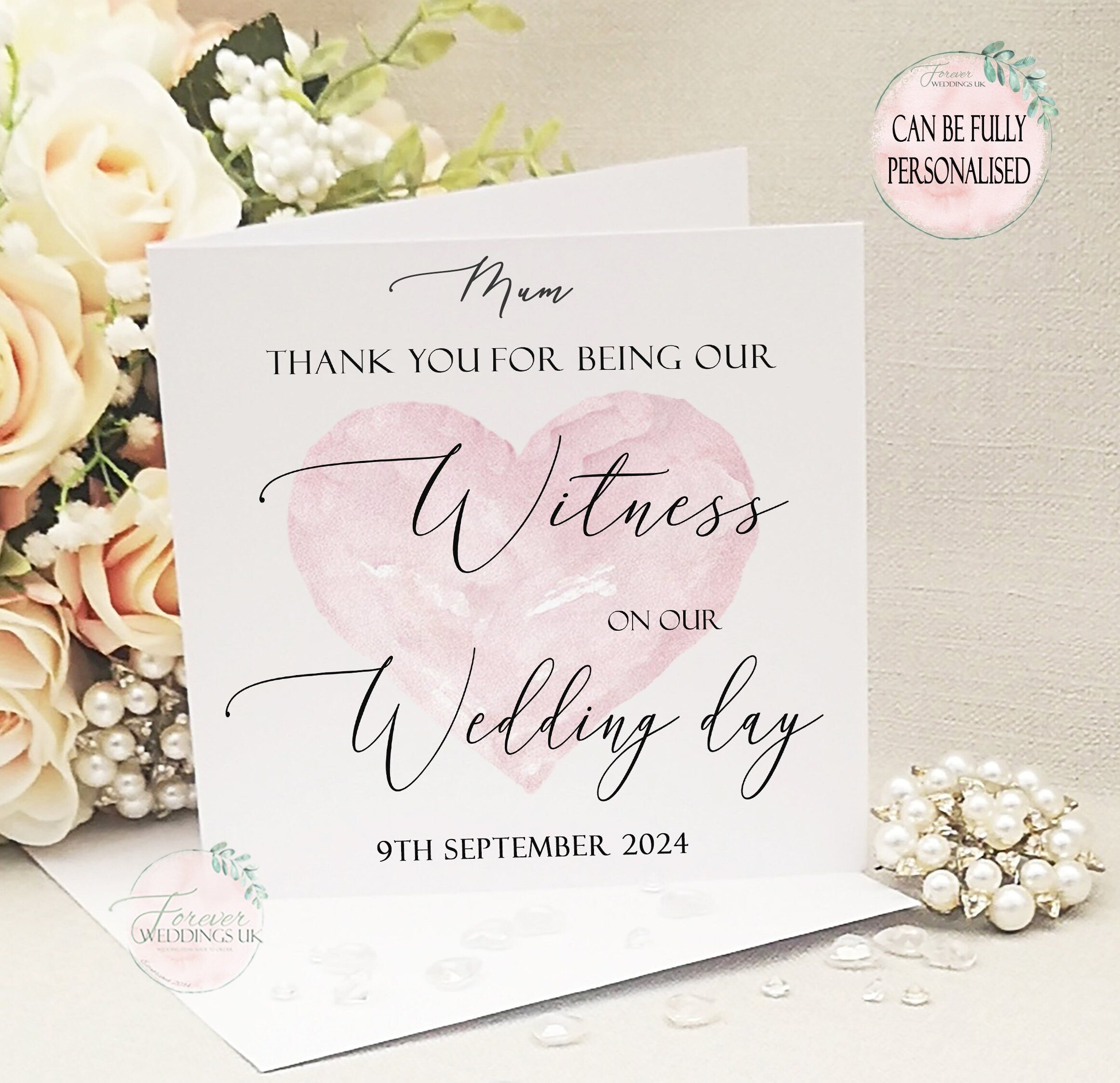 Thank You for Being Our Witnesses, Personalised Wedding Card, Wedding Role  Card, Card From Bride and Groom, Simple Wedding Card for Witness - Etsy New  Zealand, image size:2323x2246