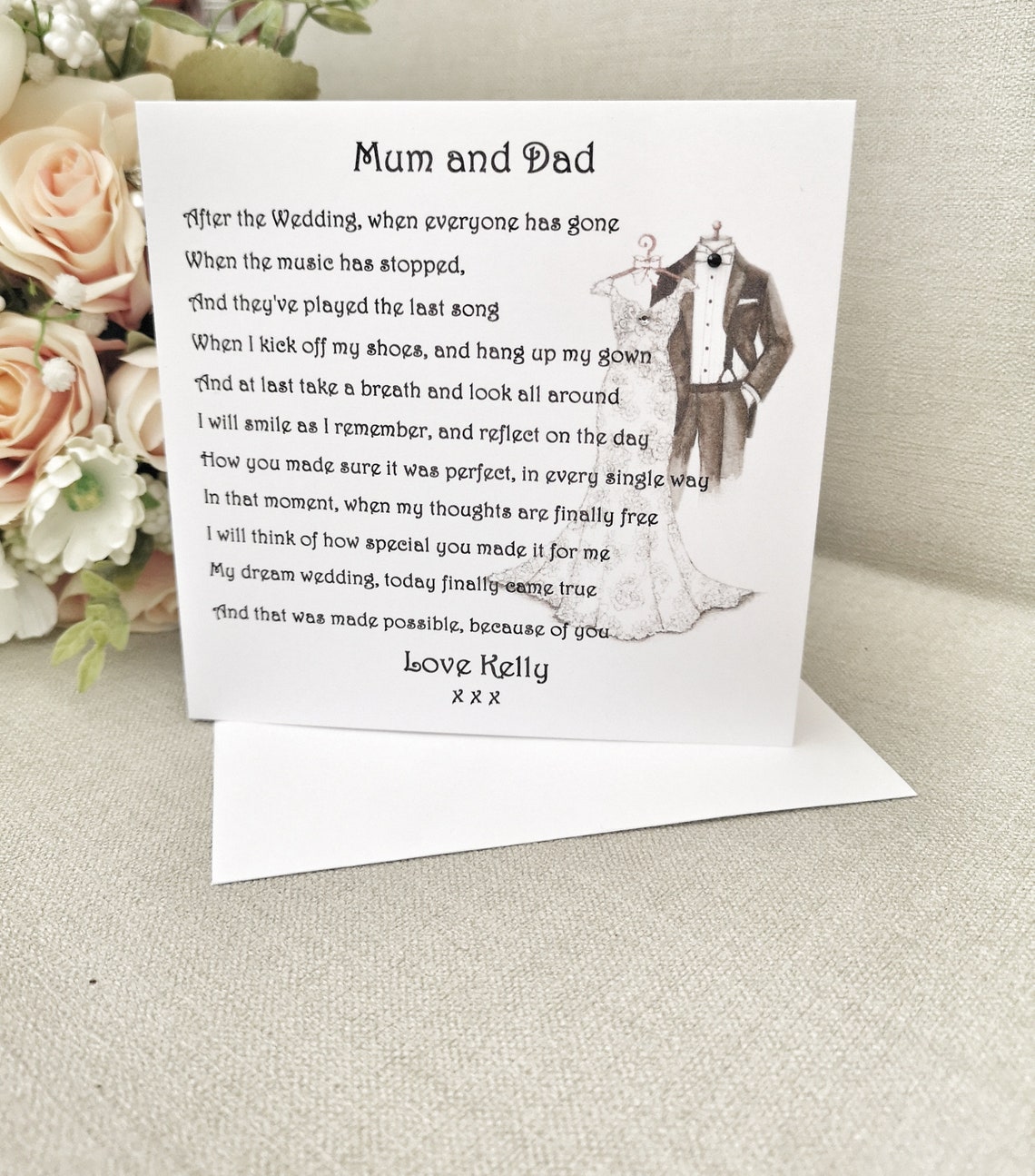Mum and Dad Wedding Thank You Card Parents of the Bride
