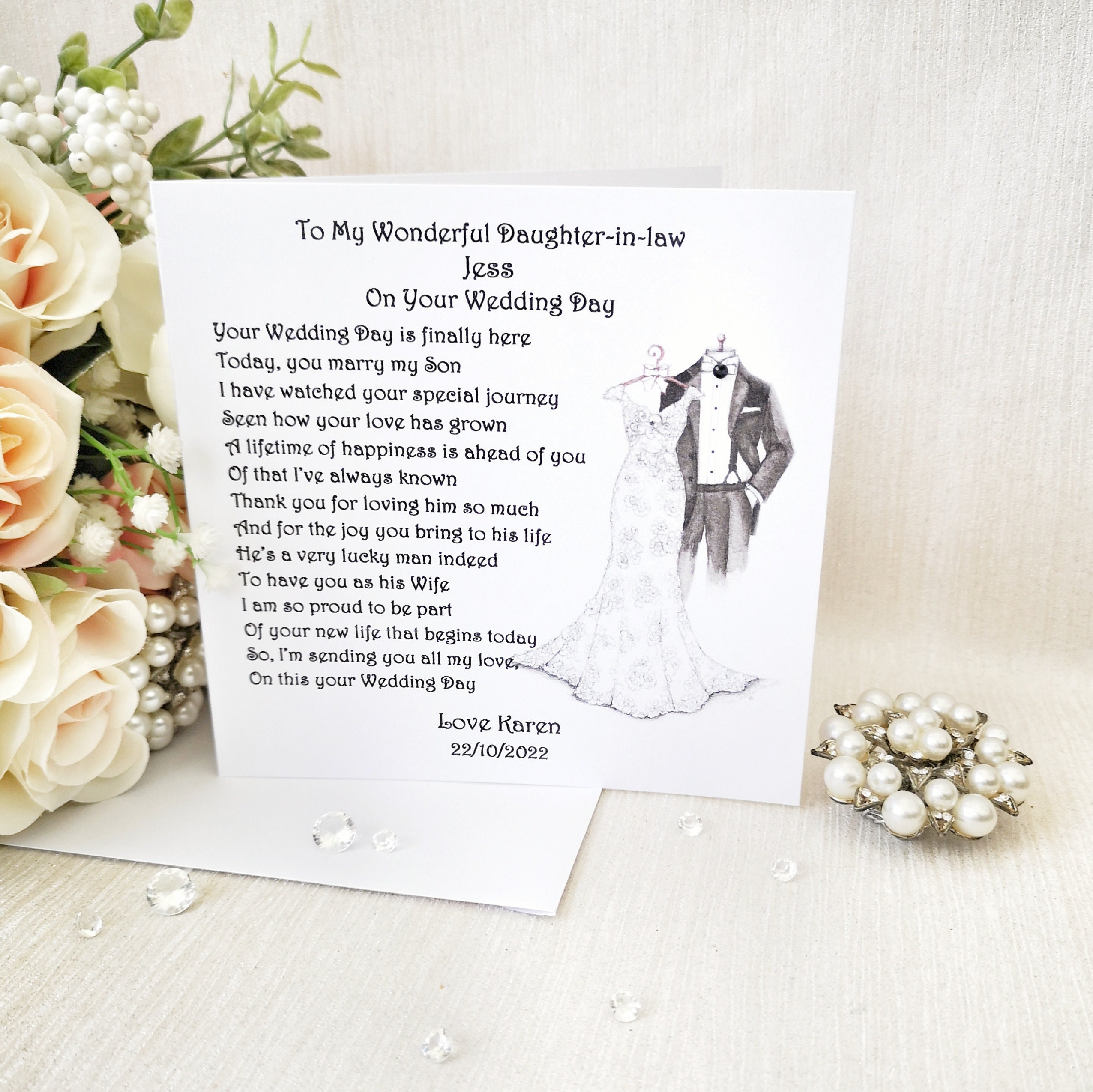 New Daughterinlaw Wedding Card Custom Card for Bride Etsy UK