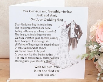 Son and Daughter-in-law Wedding Day Card | Personalised Card from Mum and Dad | Wedding Day Card for Son on his Wedding Day