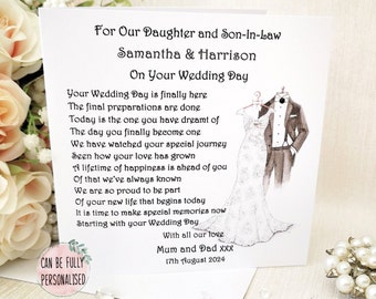 Personalised Daughter and Son-in-law Wedding Card, Son and Daughter-in-law card, Bride and Groom Card, Daughter Wedding Card,