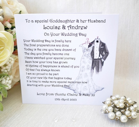 Goddaughter and Her Husband Wedding Day Card, Card for Bride and Groom,  Personalised Wedding Poem Card, on Your Wedding Day Card -  Canada