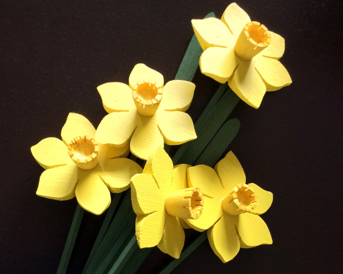Daffodils Spring Wooden Flowers Handmade Proceeds to Etsy