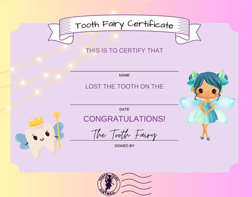 tooth-fairy-certificate-etsy for Free Printable Tooth Fairy Certificate Pdf Tooth Fairy Certificate - Etsy for Free Printable Tooth Fairy Certificate Pdf