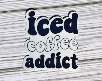 Iced Coffee Addict Fun Retro Sticker