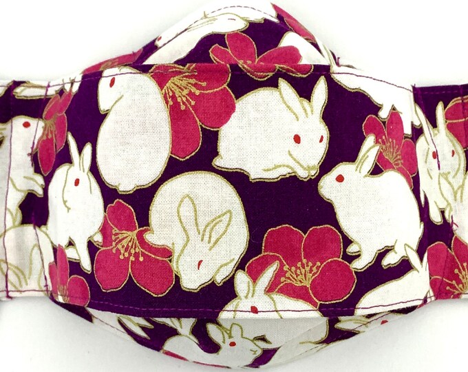 Bunnies Mask Origami Face Mask Nose Wire Filter Pocket White Etsy