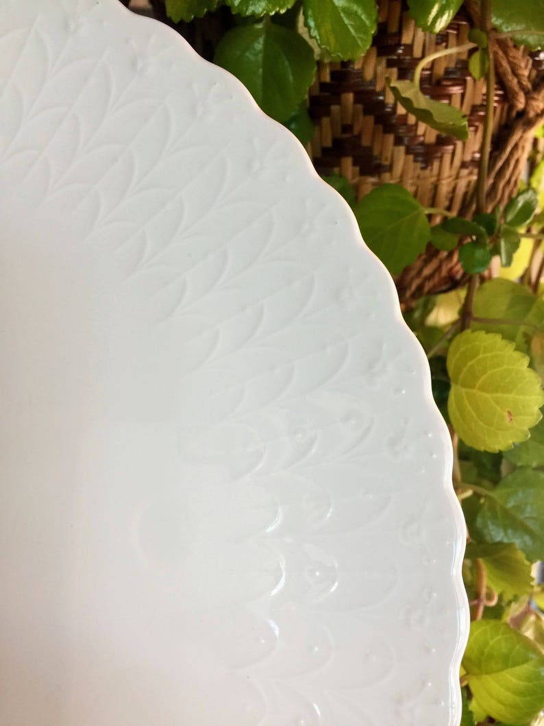 Embossed Bone China Cake Plate Mikasa White Silk Vintage Wedding Shower Anniversary Narumi Japan B2050 Replacement China