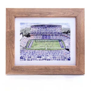 Universität von Washington Husky Football Stadion Aquarell Gemälde Limitierter Druck