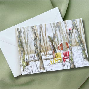 Sneeuwberk Bos Winterlandschap Wenskaart | Kaarten Canada Cottage Backyard Trees