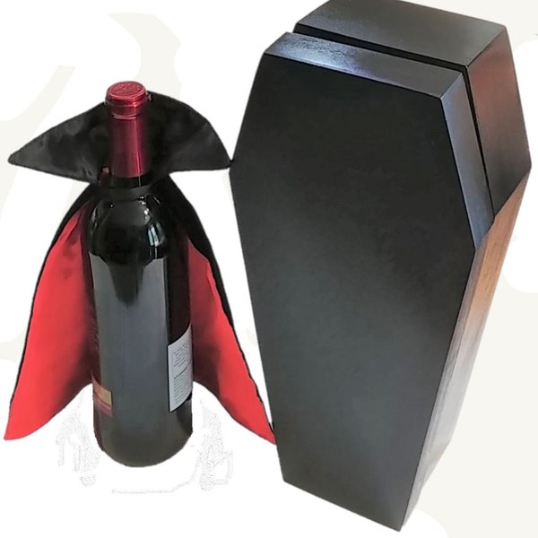 Wine Coffin Gift Box with Vampire Cape