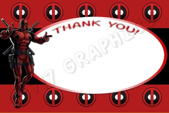 Carte De Merci Deadpool 4 X 6 Imprimable Etsy
