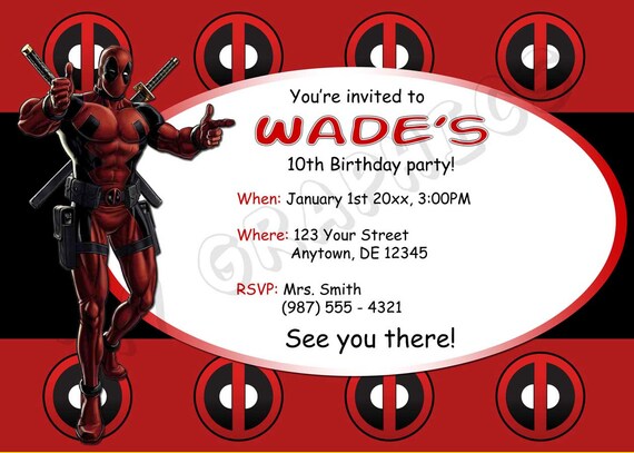 Invitation Anniversaire De Deadpool Imprimable Etsy Invitation Anniversaire De Deadpool Imprimable Etsy