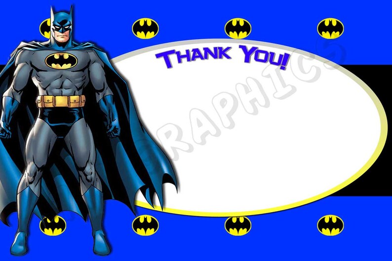 Batman 4x6 Thank You Card Printable | Etsy