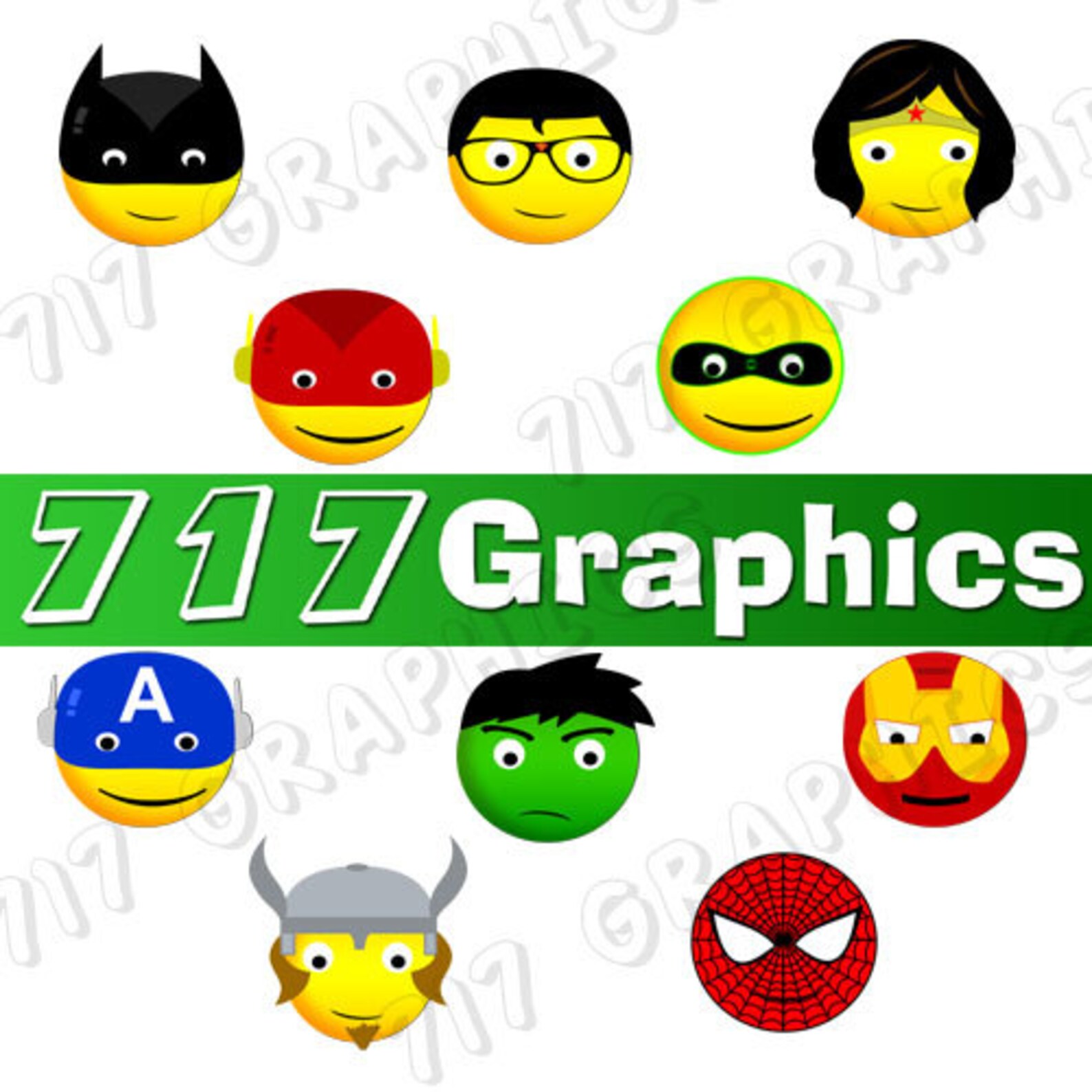 Superhero Smiley Face Clipart/Emoji Etsy