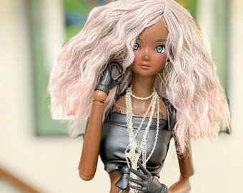 Custom doll Wig for Smart Dolls- Heat Safe - Tangle Resistant- 8.5" head size of Bjd, SD, Dollfie Dream dolls  Ombre silver to pink
