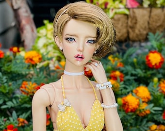 Zazou Custom doll Wig for Smart Dolls - Tangle Resistant- 8.5" head size of Bjd, SD, Dollfie Dream dolls Vegan Mohair