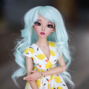 Custom doll Wig for Minifee Dolls- "TAN CAPS" 6-7" head size of Bjd, msd, Boneka ,Fairyland Minifee dolls anime limited Mint Removable buns
