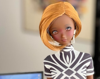 Custom doll Wig for Smart Dolls - Tangle Resistant- 8.5" head size of Bjd, SD, Dollfie Dream dolls Vegan Mohair Asymmetrical bob