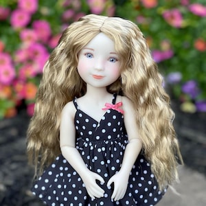 ZAMÓW W PRZEDSPRZEDAŻY PERUKĘ na zamówienie dla 13" Dianna Effner Little Darling, rozmiar głowy 7-8" Siblies, Ellowyne, My Meadow Avery "Stretch Cap" Lalki Zazou