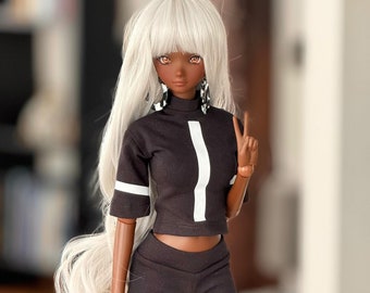 Custom doll Wig for Smart Dolls- "Tan Caps" 8-9" head size of Bjd, SD, Dollfie Dream dolls silver curls Zazou Dolls "Loose fit" Cap required