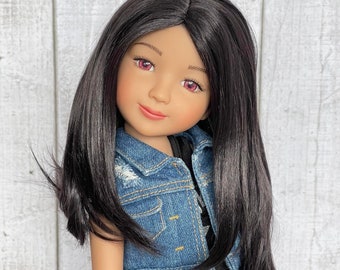 PREORDER Custom doll Wig Exclusive Vegan Mohair-fits 9-10&quot; head size Kaye Wiggs, RRFF, WW, bjd, Girl for All Time&quot;Loose Fit&quot; Zazou Dolls