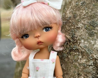 Custom WIG for head size 6-7" Meadowdolls CHIBBIS, BJD, Minifee  or similar Vegan mohair pigtails  Zazou Dolls