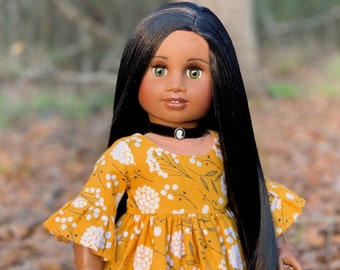 Custom doll wig for 18" American Girl Dolls -Heat Safe-Tangle Resistant - fits 11" head size of 18" dolls OG Blythe BJD Gotz Black