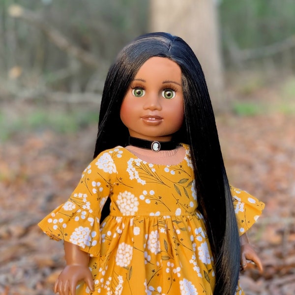 Custom doll wig for 18" American Girl Dolls -Heat Safe-Tangle Resistant - fits 11" head size of 18" dolls OG Blythe BJD Gotz Black
