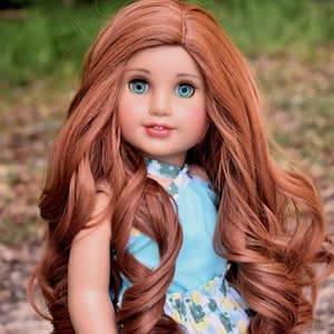 Custom doll wig for 18" American Girl Dolls - Heat Safe -Tangle Resistant - fits 11" head size of 18" dolls OG  BJD Gotz Redhead Zazou