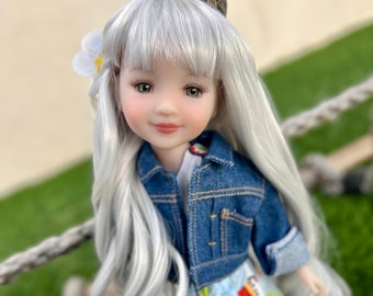 Custom doll WIG for 14"  Dolls -Heat Safe-Tangle Resistant-fits 9" head size Ruby Red Fashion Friends Silver Curls Zazou Dolls