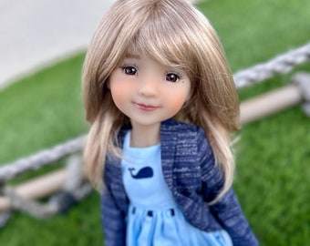 Parrucca per bambola personalizzata Zazou Exclusive in mohair vegano, adatta a teste di 8-9 pollici, RRFF, Meadowdolls Dumplings, bjd, frangia a tendina "Stretch Fit".