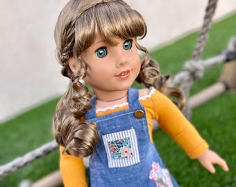 Custom doll wig for 18" American Girl Dolls - Vegan Mohair - fits 10-11" head size "Stretch Cap" OG Blythe BJD Gotz meadowdolls Zazou