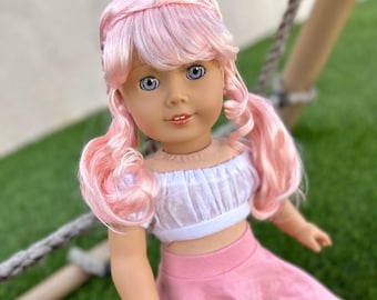 Custom doll wig for 18" American Girl Dolls - Vegan Mohair - fits 10-11" head size "Stretch Cap" OG Blythe BJD Gotz meadowdolls Zazou