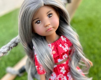 Custom doll WIG for 14"  Dolls -Heat Safe-Tangle Resistant-fits 9" head size Ruby Red Fashion Friends Zazou Dolls