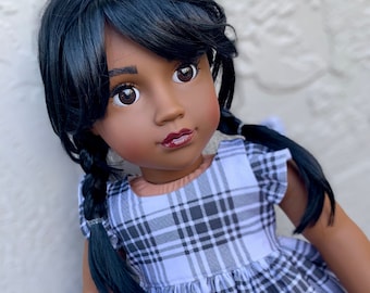PREORDER American Doll  Custom 18 Inch doll Vegan Mohair Wig | 10-11 Head Size &quot;Stretch Cap&quot; | Made to Fit 18’’ American Doll OG Meadowdolls
