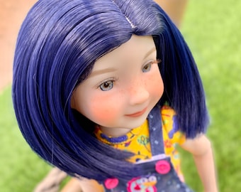 Custom doll WIG for 14" Dolls - Heat Safe-Tangle Resistant-fits 8-9" head size Meadowdolls Dumplings, Ruby Red Fashion Friends "Snug Fit"