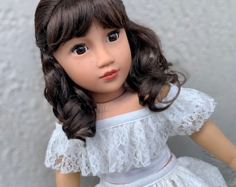 Custom 18 Inch doll Vegan Mohair Wig | 10-11 Head Size &quot;Stretch Cap&quot; | Made to Fit 18’’ American Dolls OG Doll Meadowdolls