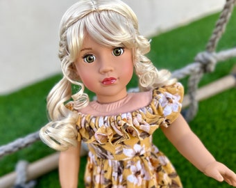 Custom doll wig for 18" American Girl Dolls - Vegan Mohair - fits 10-11" head size "Stretch Cap" OG Blythe BJD Gotz meadowdolls Zazou