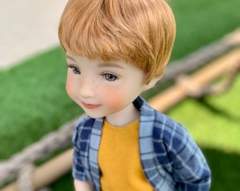 Last one Exclusive Vegan Mohair Custom doll WIG fits 8-9" head size Kaye Wiggs, RRFF, Meadowdolls Dumplings , bjd, "Stretch Fit" Zazou Dolls