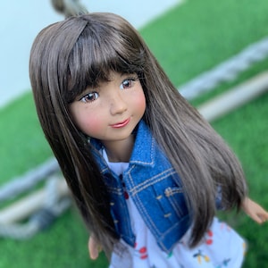 Exclusive Vegan Mohair Custom doll WIG fits 8-9&quot; head size Kaye Wiggs, RRFF, bjd, Girl for All Time Zazou Dolls