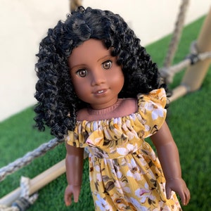 Custom doll wig for 18" American Girl Dolls - Vegan Mohair - fits 10-11" head size "Stretch Cap" OG Blythe BJD Gotz meadowdolls