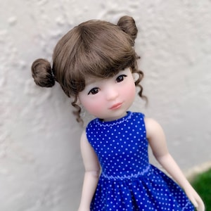Peruka Zazou Custom na głowę 13" Dianna Effner Little Darling, rozmiar 7-8" Siblies, Ellowyne, My Meadow Avery, , Liz Frost "Stretch Cap"